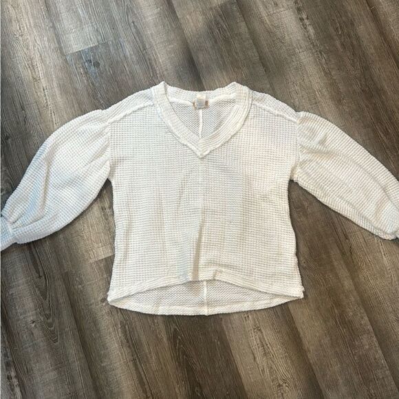 Altar'd State Tops - Altar’d‎ State Womens Waffle Knit White Sweater Size Large Boho VNeck  Lagenlook